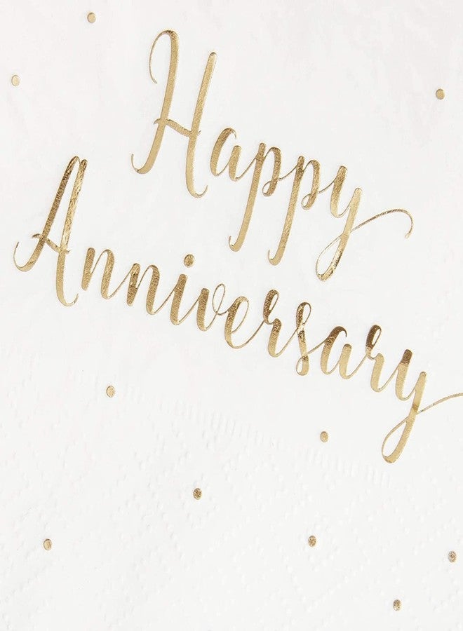 BLUE PANDA Happy Anniversary Napkins - 5 x 5 In, 3-Ply, 50 Pack, Elegant Gold Foil - Disposable Anniversary Paper Goods & Cocktail Napkins for Wedding Party Decor - Image 4